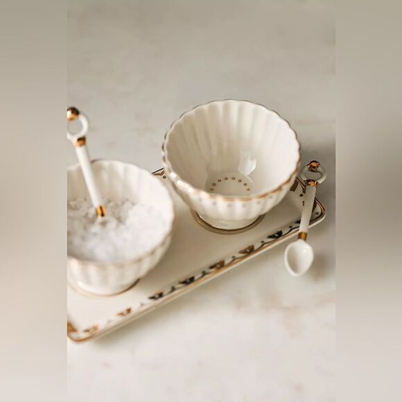 The Met x Anthropologie Stoneware Salt & Pepper Cellar Set New - Picture 2 of 2